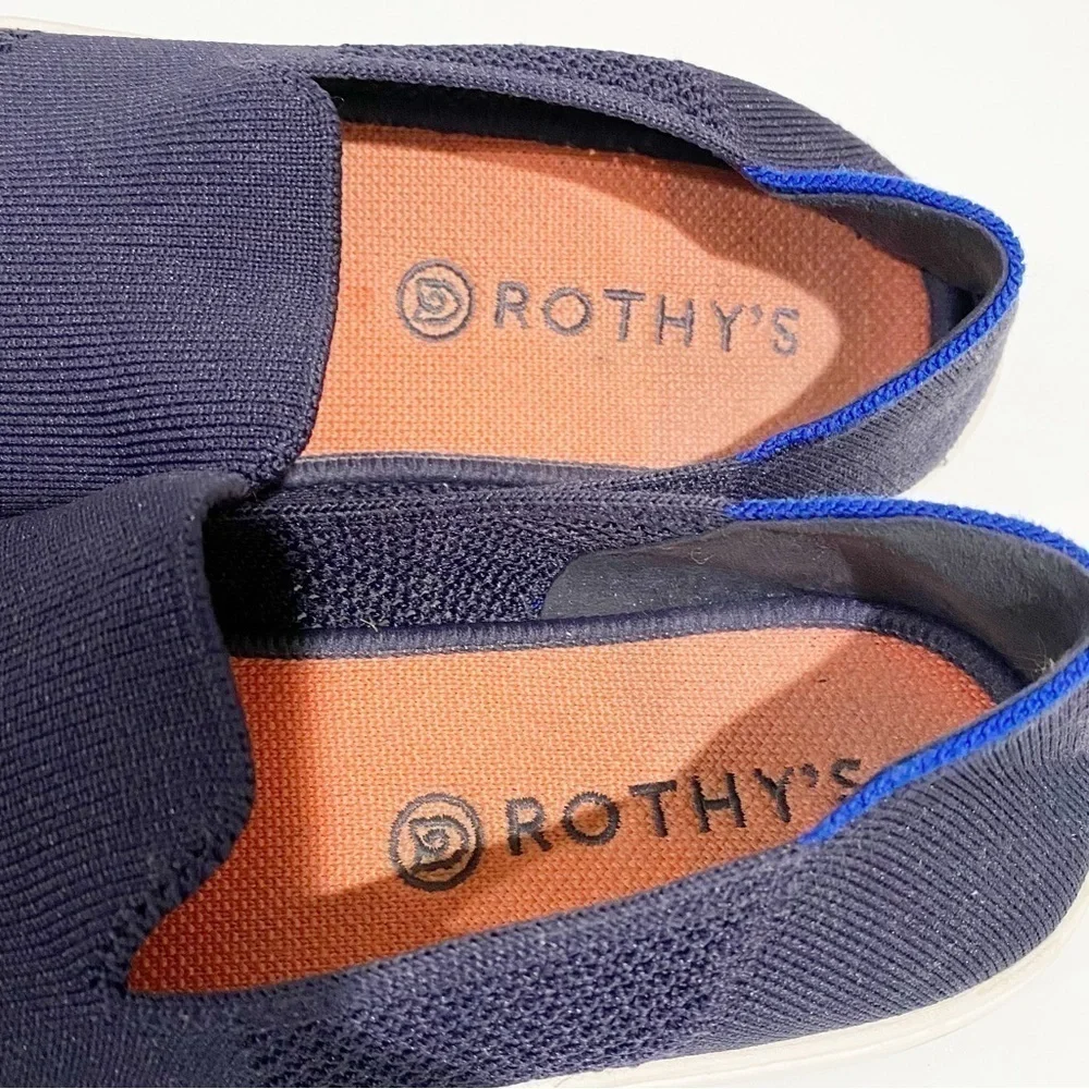 ROTHY’S Maritime Lattice Stitch Sneaker Slip On Navy Blue Comfort Size 10